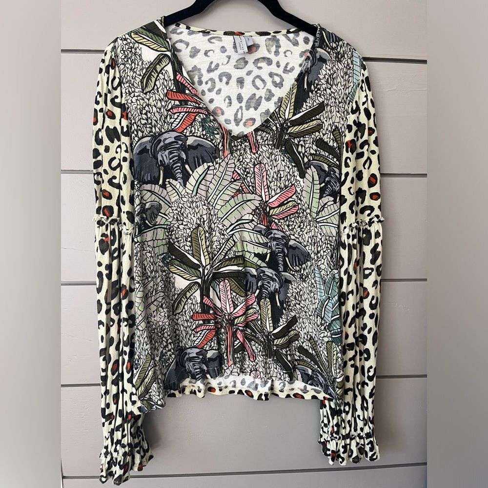 Anthropologie Blank London Sibley Top Green
Floral Animal Print Balloon Sleeve S